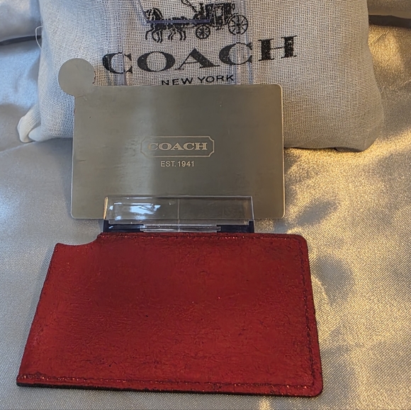 Coach Black and Red Leather Case With Mirror - Picture 5 of 6